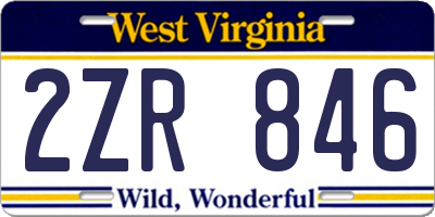WV license plate 2ZR846