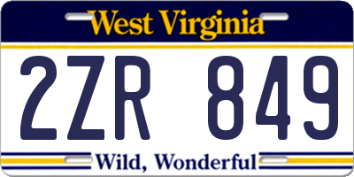 WV license plate 2ZR849