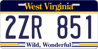 WV license plate 2ZR851