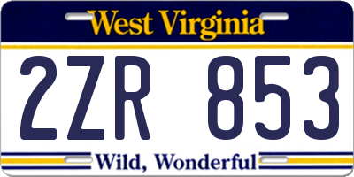 WV license plate 2ZR853