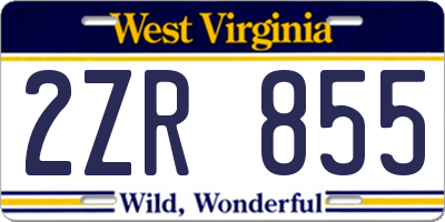 WV license plate 2ZR855
