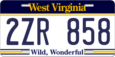WV license plate 2ZR858