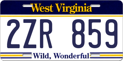 WV license plate 2ZR859