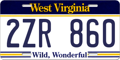 WV license plate 2ZR860