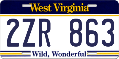 WV license plate 2ZR863