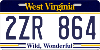WV license plate 2ZR864