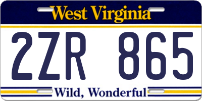 WV license plate 2ZR865