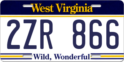 WV license plate 2ZR866