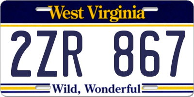 WV license plate 2ZR867