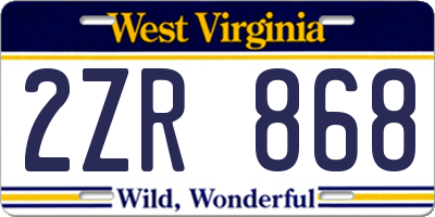 WV license plate 2ZR868