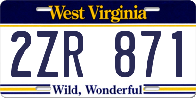 WV license plate 2ZR871