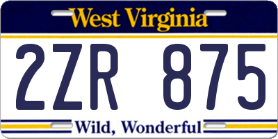 WV license plate 2ZR875