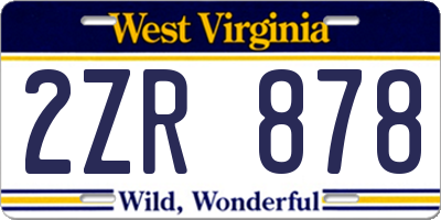 WV license plate 2ZR878