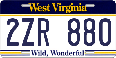 WV license plate 2ZR880