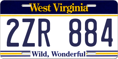 WV license plate 2ZR884
