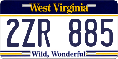 WV license plate 2ZR885