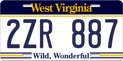 WV license plate 2ZR887