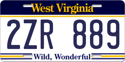 WV license plate 2ZR889