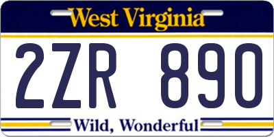 WV license plate 2ZR890