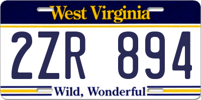 WV license plate 2ZR894