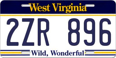 WV license plate 2ZR896