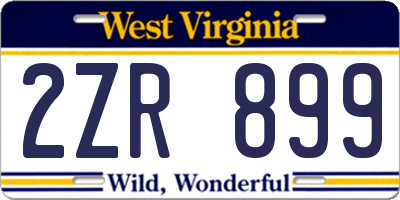 WV license plate 2ZR899