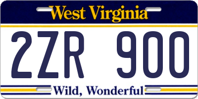 WV license plate 2ZR900