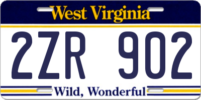 WV license plate 2ZR902