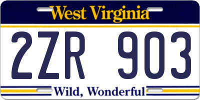 WV license plate 2ZR903