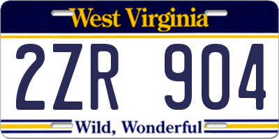 WV license plate 2ZR904