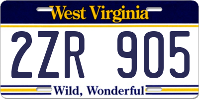 WV license plate 2ZR905