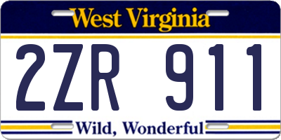 WV license plate 2ZR911