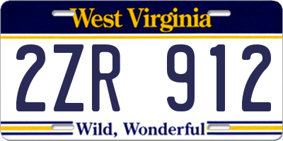 WV license plate 2ZR912
