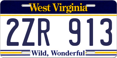 WV license plate 2ZR913