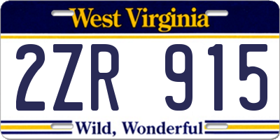 WV license plate 2ZR915