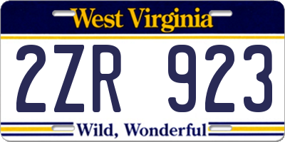 WV license plate 2ZR923