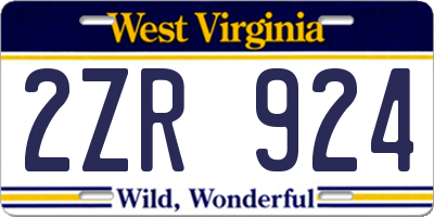 WV license plate 2ZR924