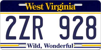 WV license plate 2ZR928