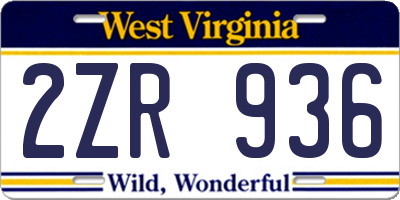 WV license plate 2ZR936