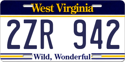 WV license plate 2ZR942