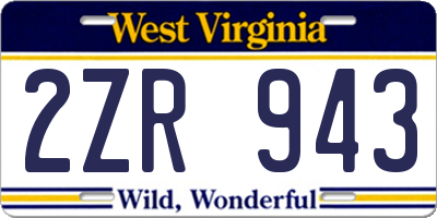 WV license plate 2ZR943