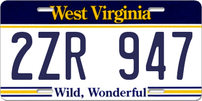 WV license plate 2ZR947