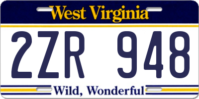 WV license plate 2ZR948