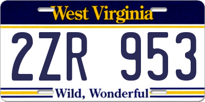 WV license plate 2ZR953