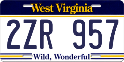 WV license plate 2ZR957