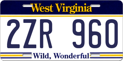 WV license plate 2ZR960