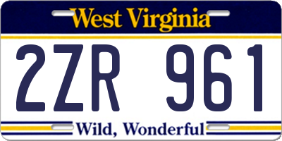 WV license plate 2ZR961