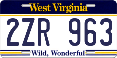 WV license plate 2ZR963