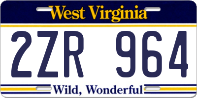WV license plate 2ZR964