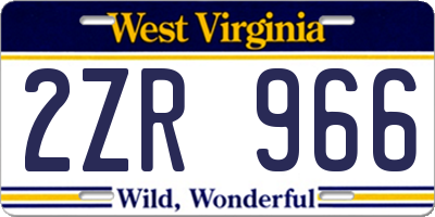 WV license plate 2ZR966